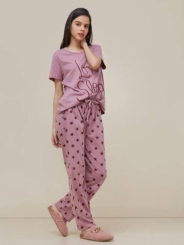 2Pcs Women's Stitched Printed Night Suit
