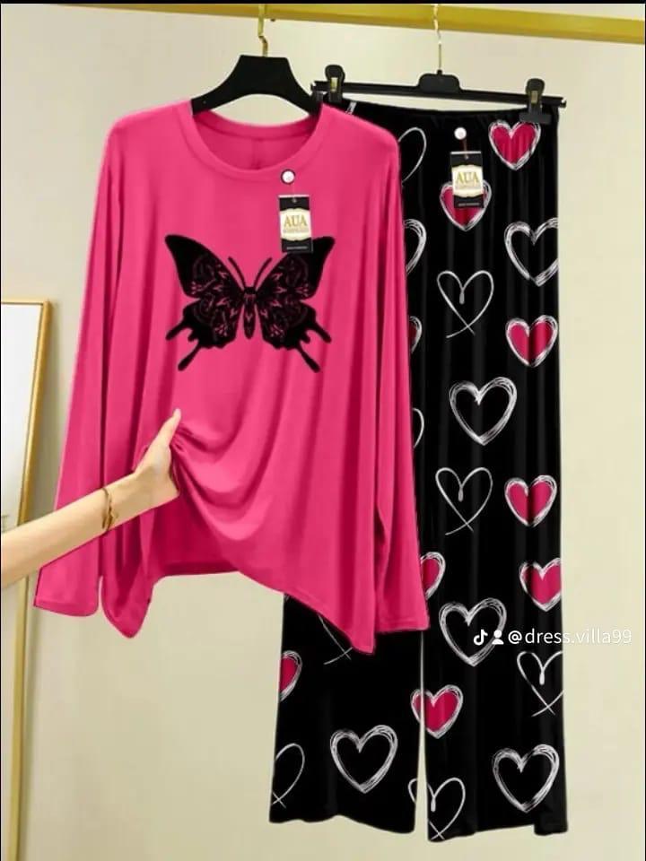 2Pcs Women's Stitched Printed Night Suit
