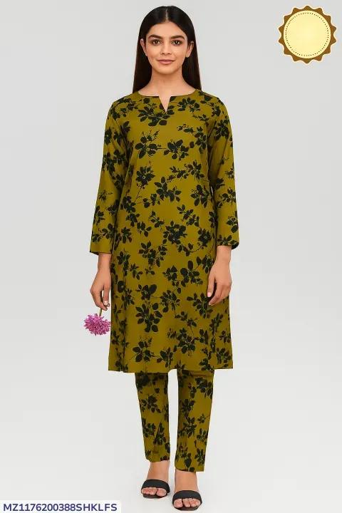 2 Pcs Women's Unstitched Printed suit